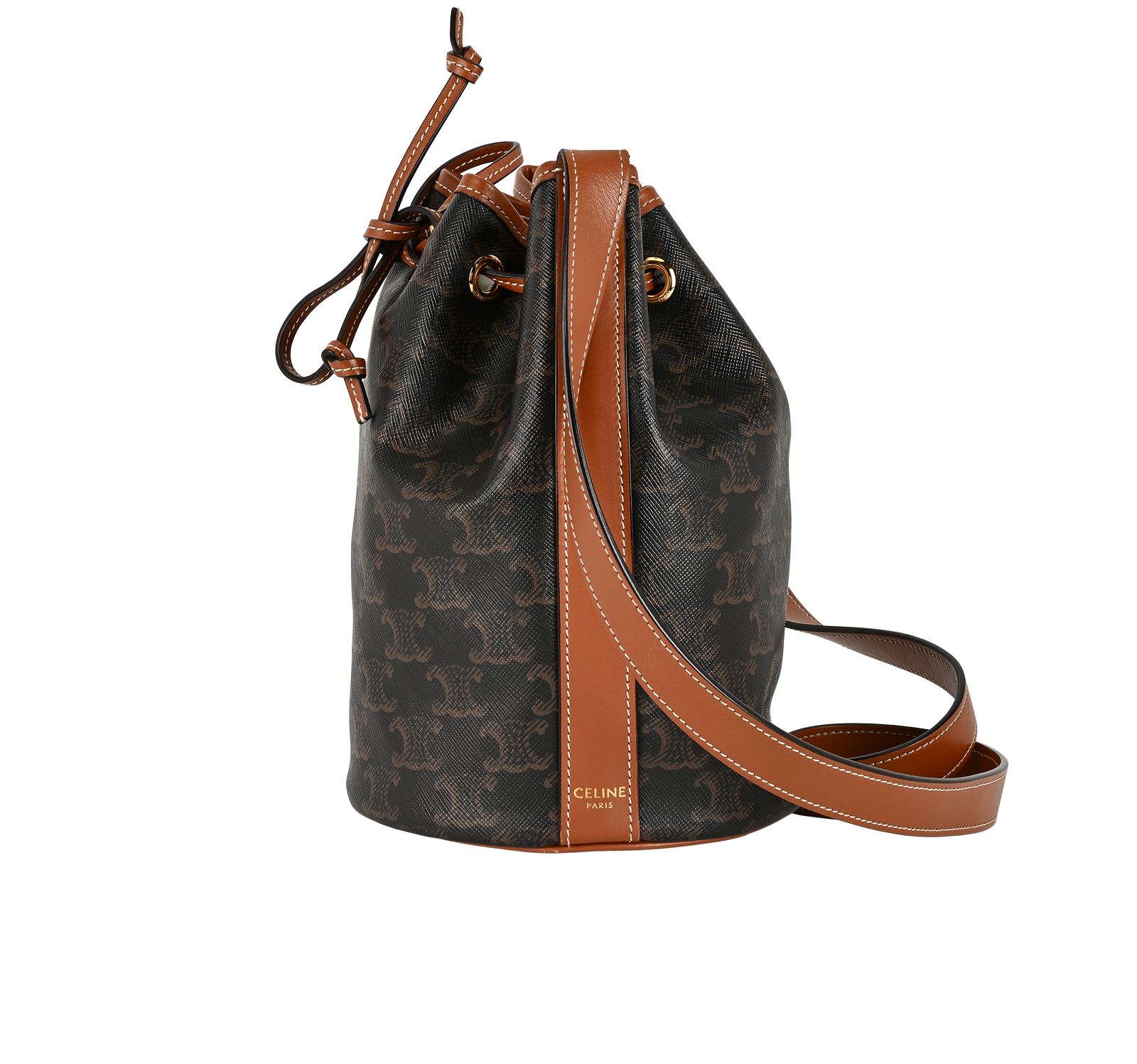 Triomphe Bucket Bag, &pound;850, Handbags, Brown, Canvas, Bottom view